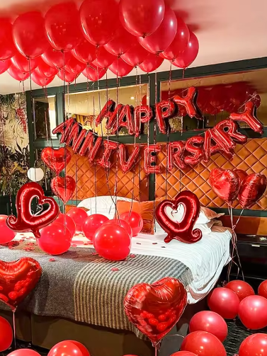 Anniversary balloon set, heart shaped balloons, suitable for Valentine's Day, wedding bridal shower anniversary party decoration