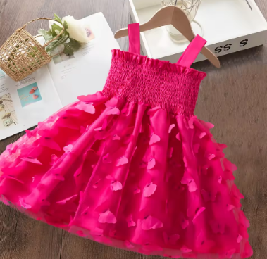 New Summer Dress for Girls Sequined Princess Dress Kids Sleeveless Tulle Clothes 2-6Y Child Birthday Party Dresses for Cute Baby