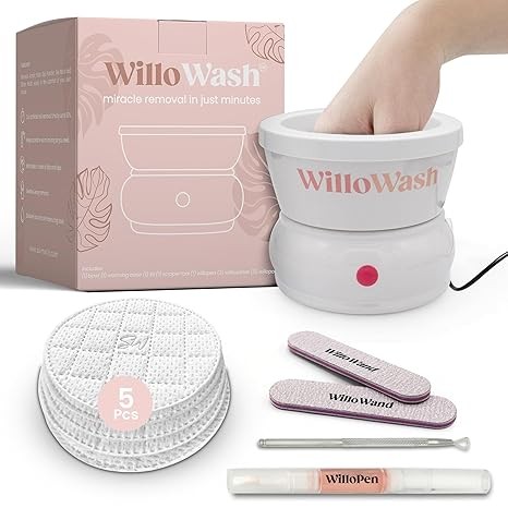 Willowash Electric Nail Soaking Bowl, Acetone-Proof Acrylic Remover Kit, Dip Powder Remover for Home Use, Heats for 50% Faster Removal