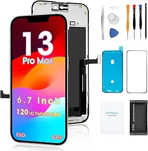for iPhone 13 Pro Max Screen Replacement 6.7’, COF FHD 3D Touch Display Full Repair kit, 120Hz Promotion, Digitizer Assembly with Tools Set, Tempered Glass, Instruction