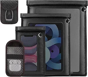 5 Pack Faraday Bags Protector - Faraday Bag Anti-Theft Case for Laptops & Tablets & Phones & Car Keys, Waterproof & Fireproof RFID Signal Blocking EMP Bags, Signal Jammer WiFi and GPS Blocker