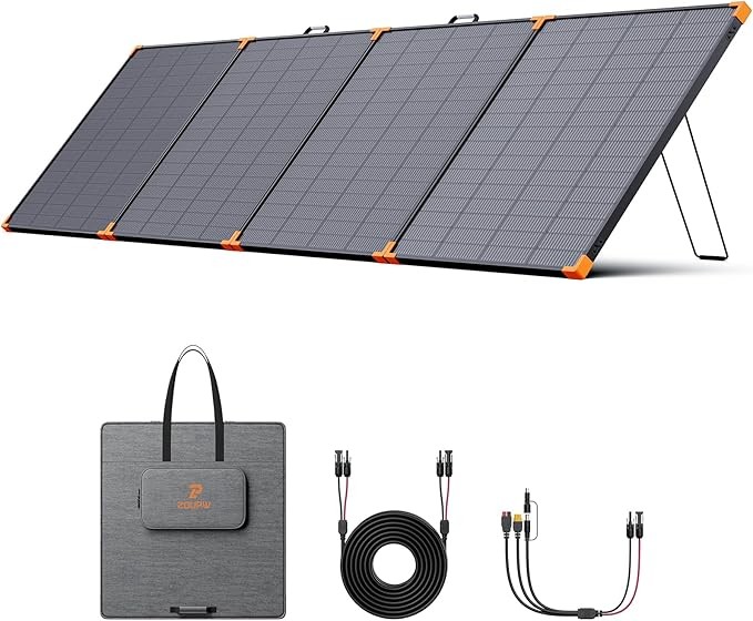 N-Type 16BB 450 Watt Portable Solar Panel,38V Foldable Solar Panel for Power Station with 25% High Efficiency,IP68 Waterproof 4 Adjustable Kickstands for RV Camping Hurricane Blackout
