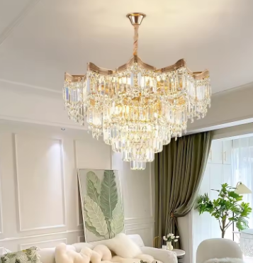 Modern Luxury Stairs Large Crystal Chandeliers Hanging Lamp Villa Hotel Lobby Loft Living Room Decor Rotating Long Pendant Light