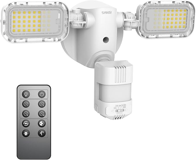 SANSI 90W 10,000LM LED Outdoor Flood Light with Remote Control, 50,000 Hrs Lifespan Security Light, 1000W Equiv. 5000K Dusk to Dawn IP65 Flood Light, Super Bright Outdoor Light for Garage Garden Yard