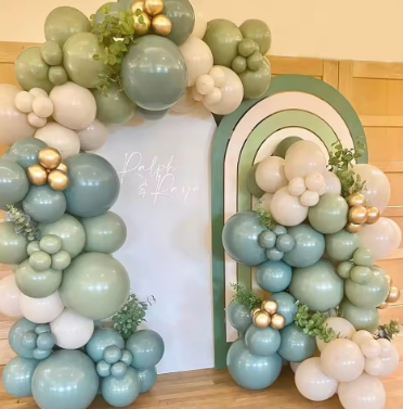 136pcs Dusty Green Blue Balloon Garland Arch Kit Sand White Beige Balloons for Boho Baby Bridal Shower Wedding Party Decorations
